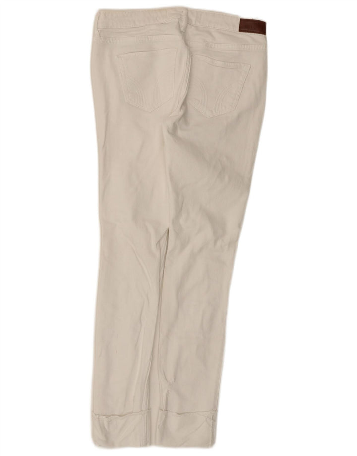 HOLLISTER Calça jeans feminina cintura baixa envelhecida W26 L28 algodão branco