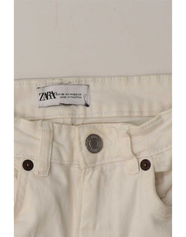 Calça jeans feminina Zara Bootcut EU 36 XS W26 L32 branco