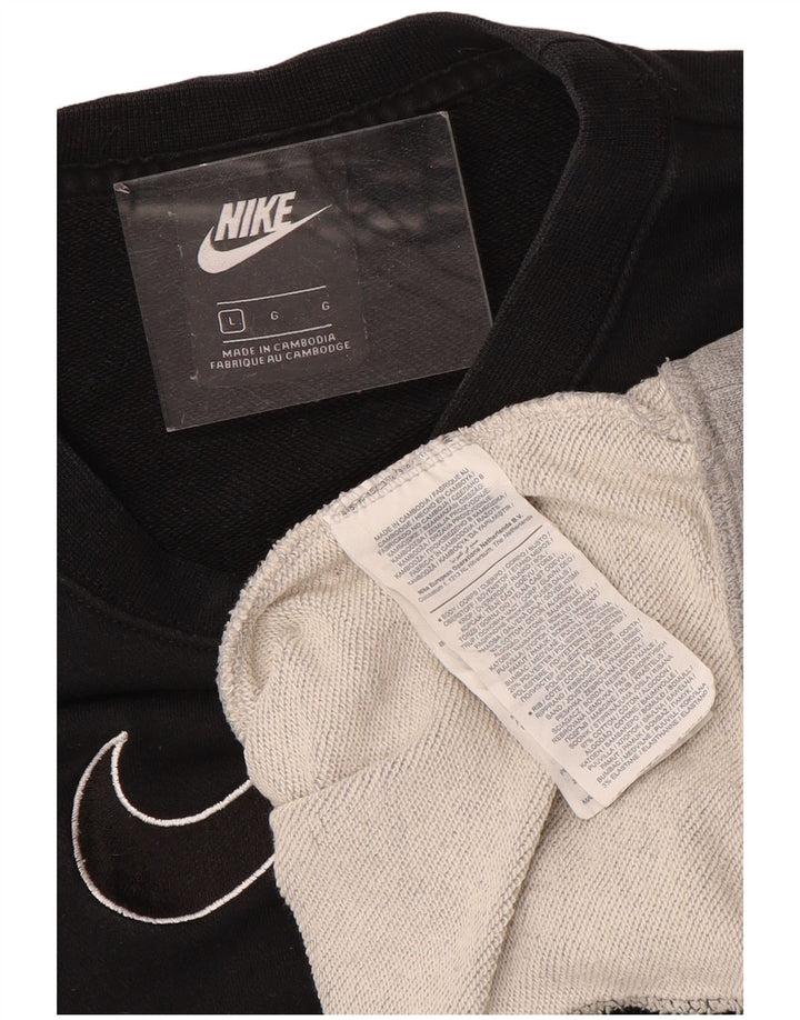 NIKE feminino oversized moletom jumper UK 16 grande bloco colorido preto