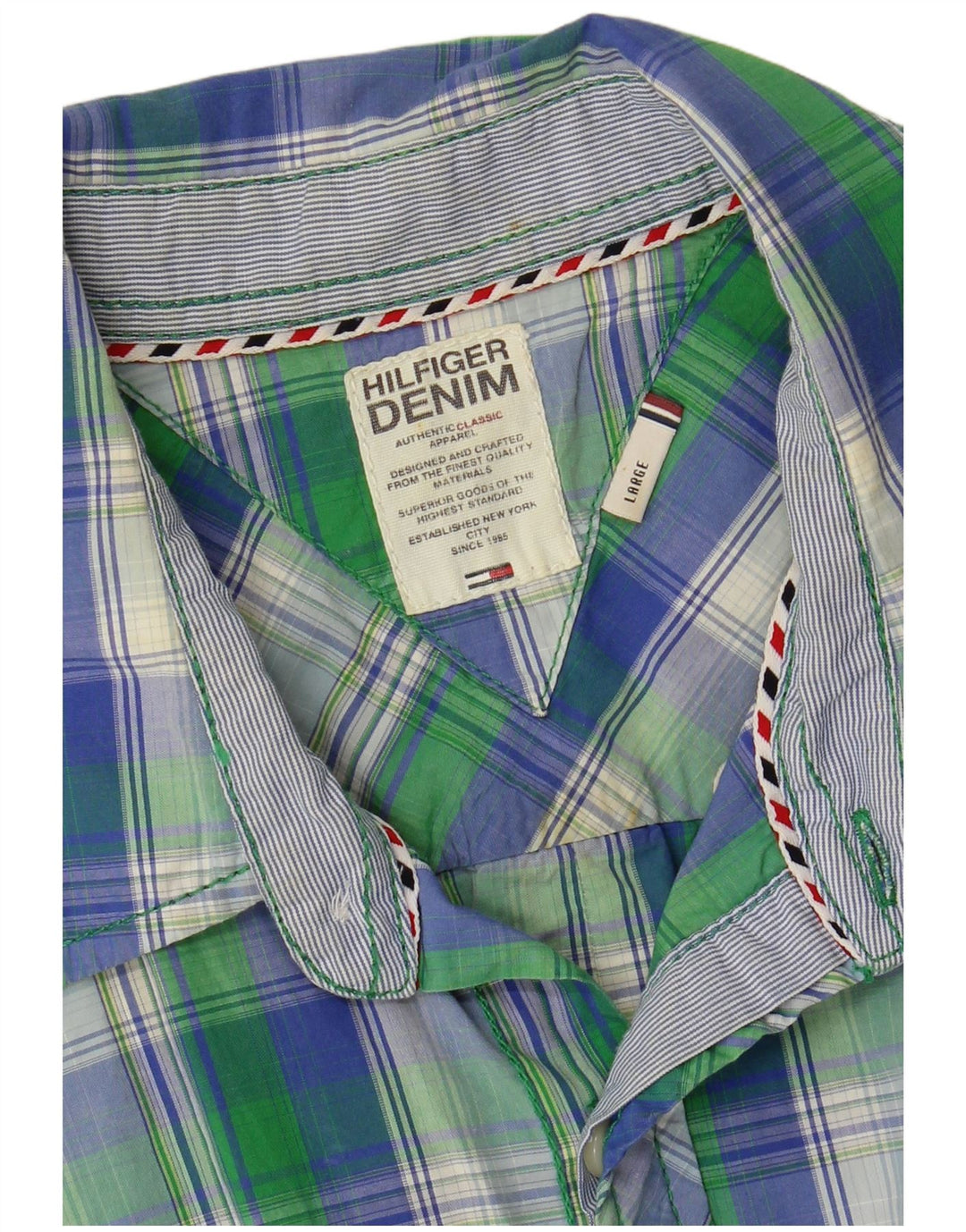 Camisa masculina TOMMY HILFIGER grande algodão xadrez multicolorido