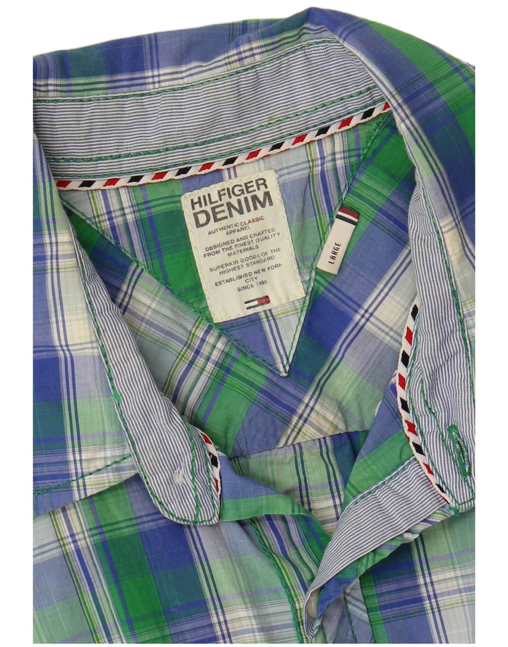 Camisa masculina TOMMY HILFIGER grande algodão xadrez multicolorido
