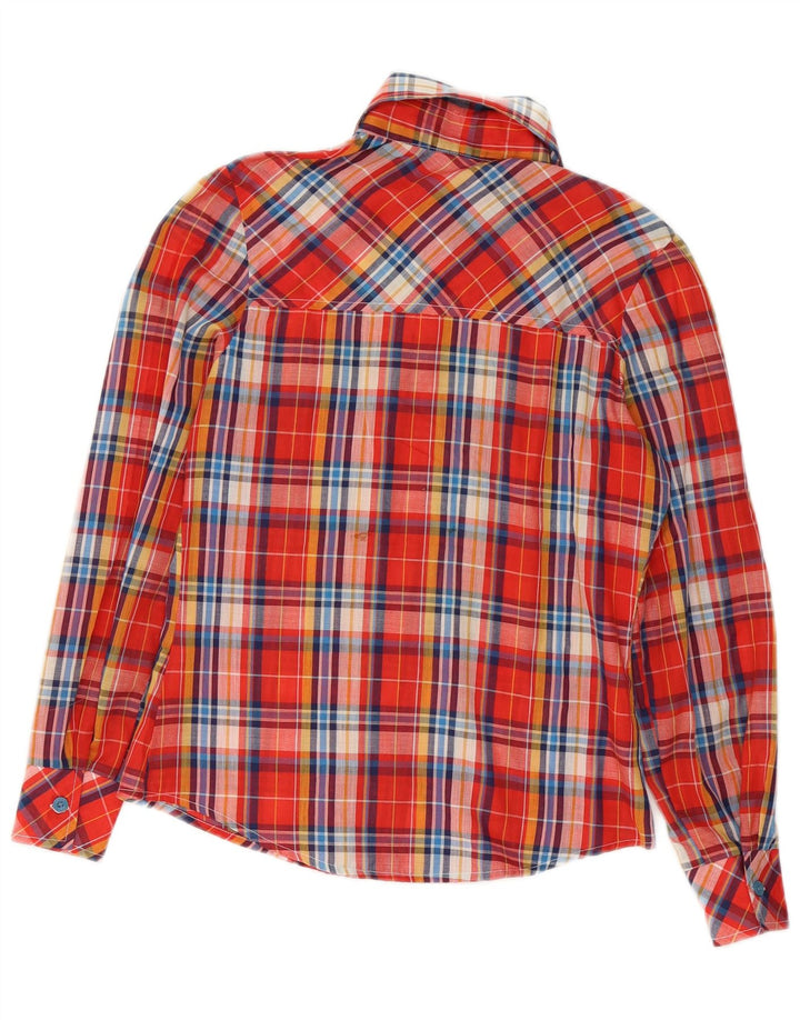 Camisa vintage feminina 11-12 anos poliéster xadrez vermelho