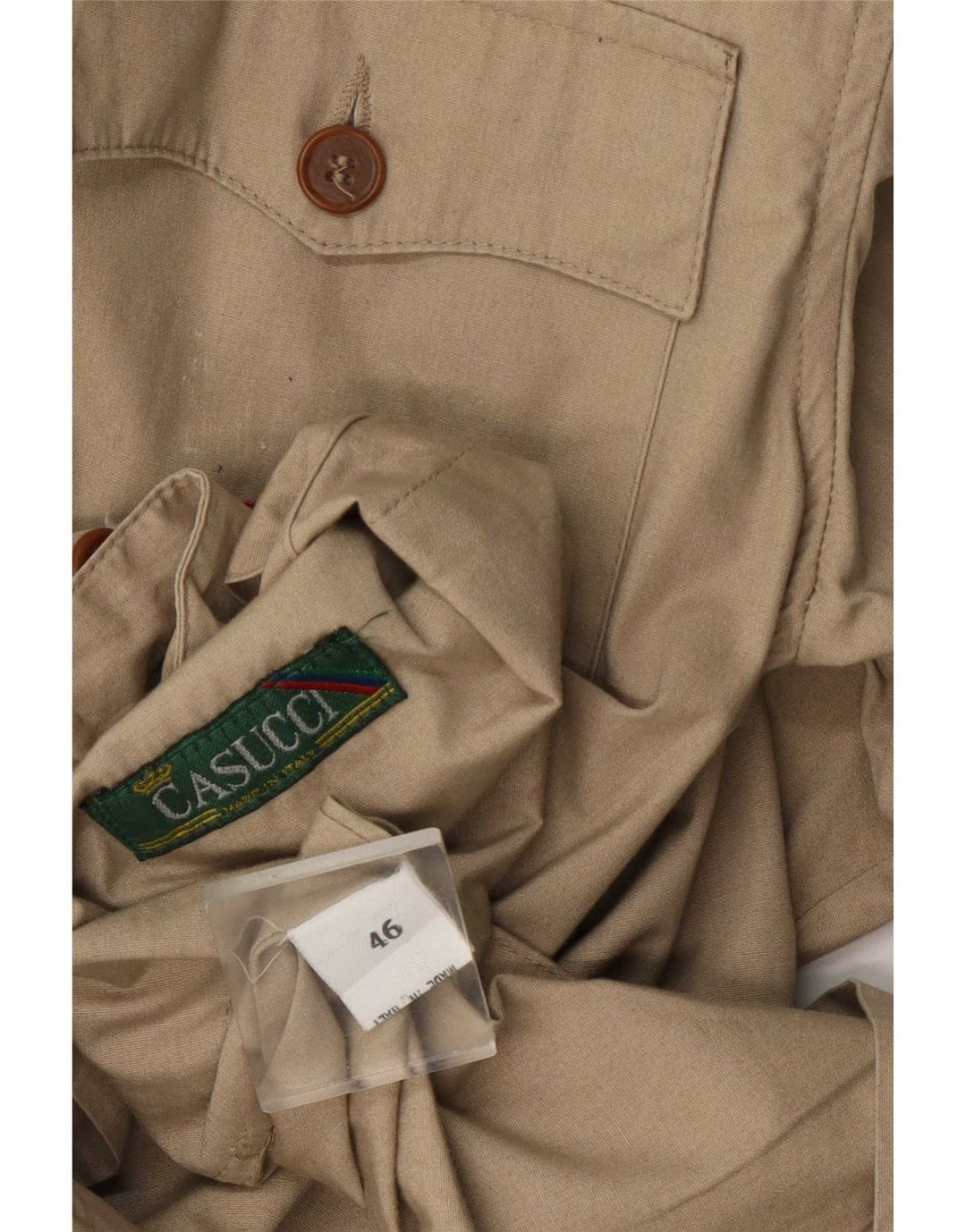 Jaqueta militar masculina Casucci IT 46 algodão bege pequeno