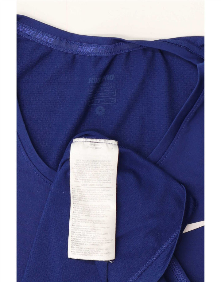 Camiseta feminina Nike Dri Fit Top UK 10 pequena azul marinho poliéster