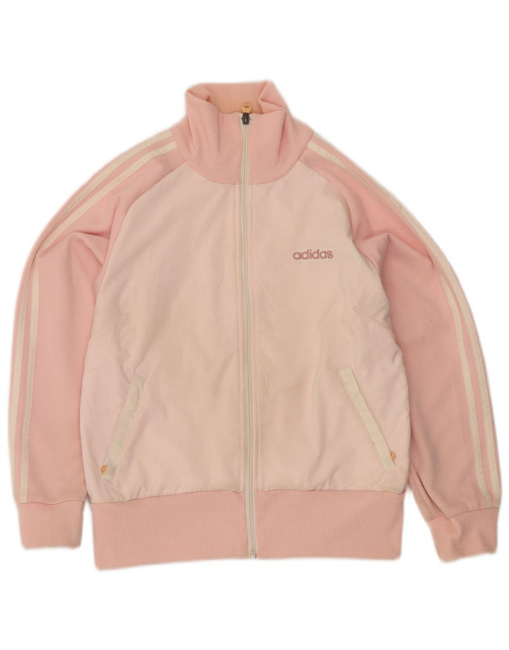 Adidas Womens Tracksuit Top Jacket UK 10 Small Pink Colourblock Poliéster