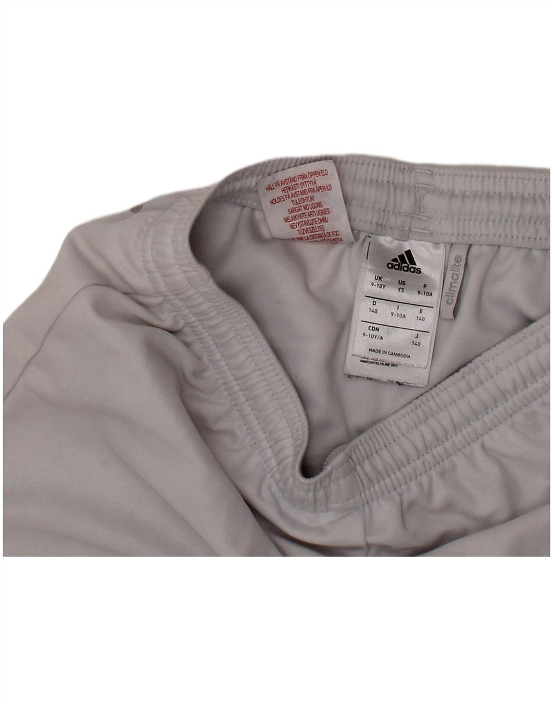 Shorts esportivos Adidas Climalite para meninos 9-10 anos branco poliéster