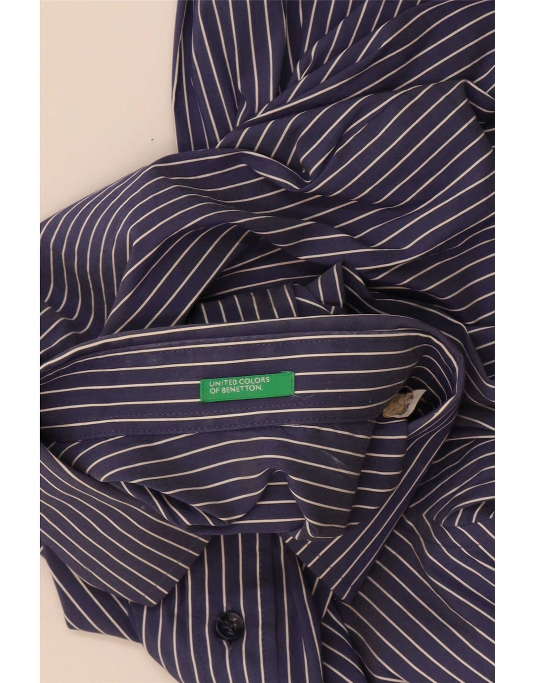 Camisa masculina Benetton média listrada azul marinho