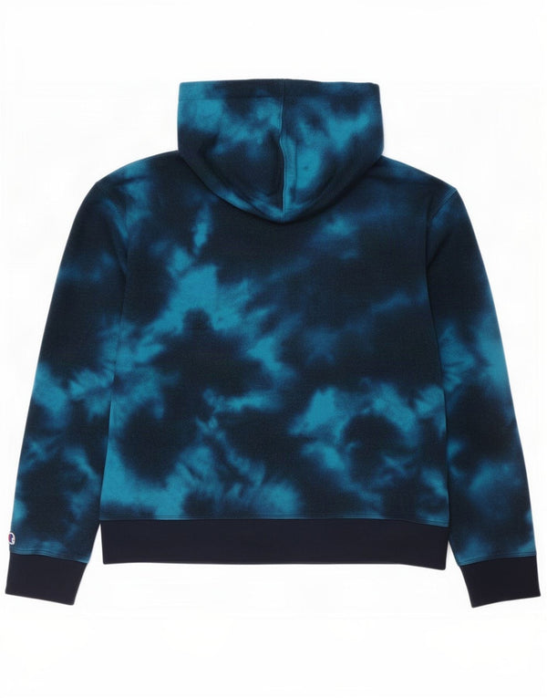 Jumper com capuz feminino Champion UK 16 grande azul tie-dye algodão