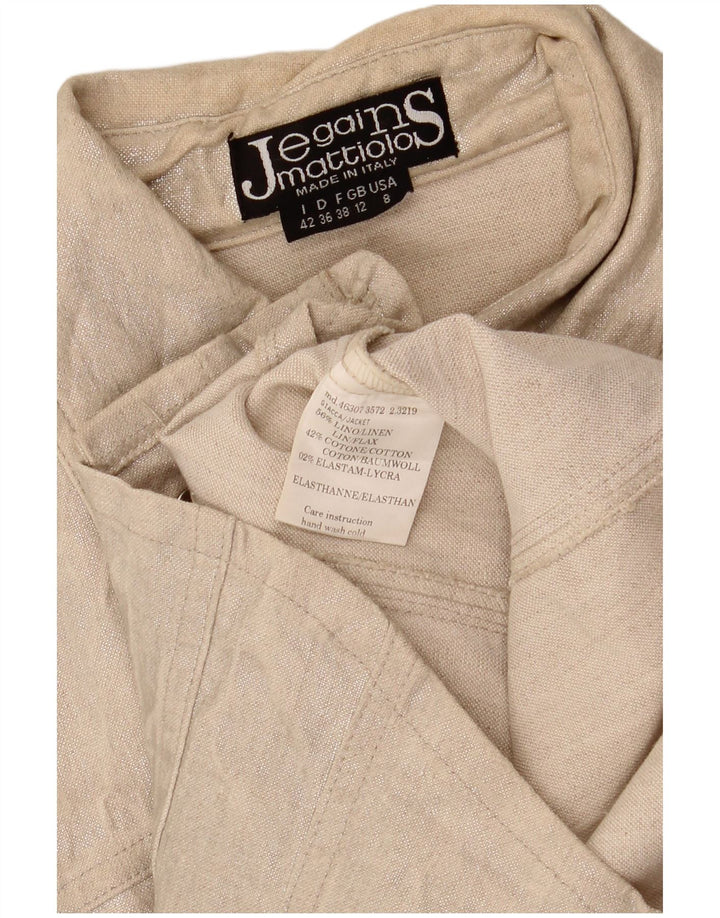 Jaqueta bomber feminina Jegains Mattiolo UK 12 linho bege médio