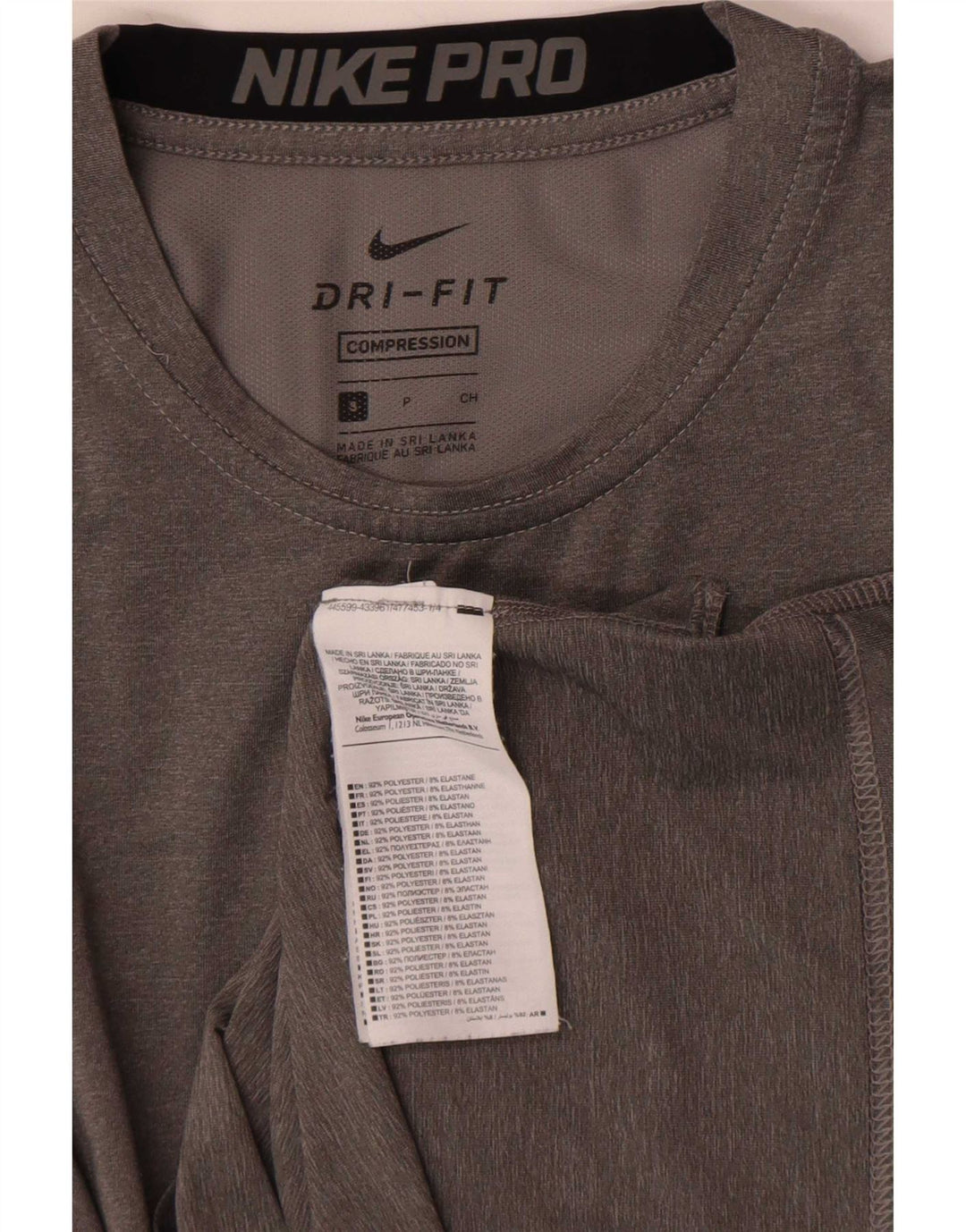 Top feminino Nike Dri Fit manga comprida UK 10 pequeno cinza colorblock poliéster