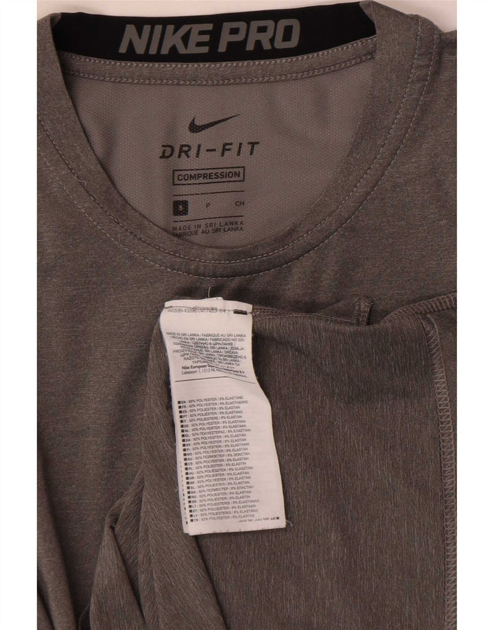 Top feminino Nike Dri Fit manga comprida UK 10 pequeno cinza colorblock poliéster