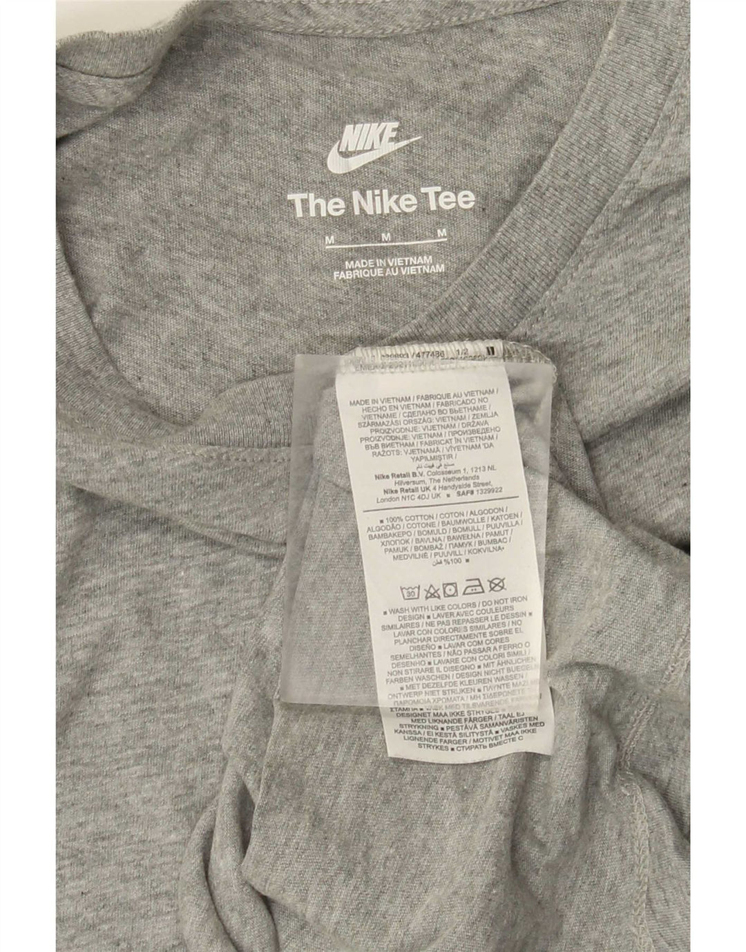 Camiseta masculina NIKE Top cinza médio algodão