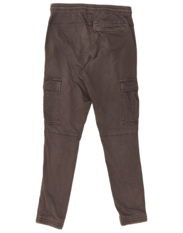 Calça cargo masculina Zara Cargo Joggers pequena W30 L29 algodão cinza