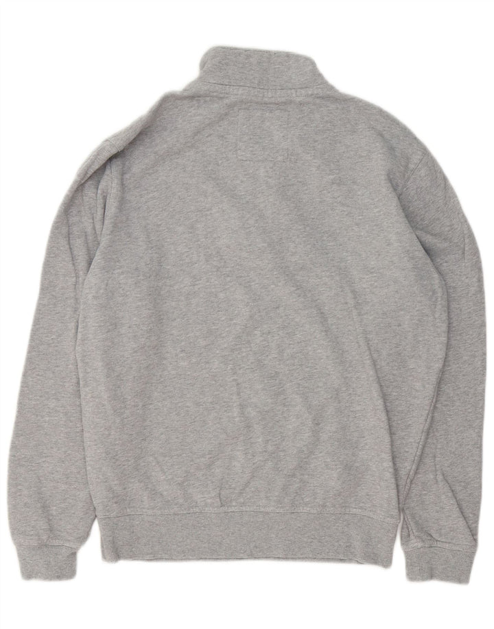 Crew Clothing Mens Zip Neck Moletom Jumper Médio Algodão Cinza