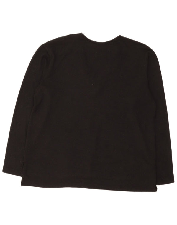 Top feminino Zara manga comprida UK 14 poliéster manchado preto médio