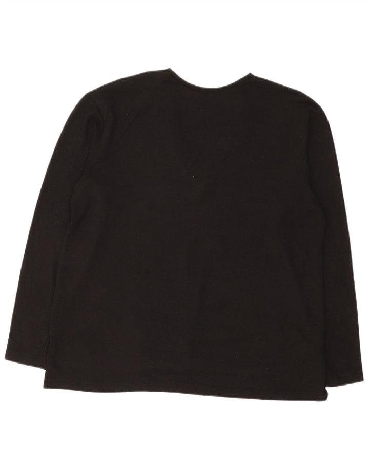 Top feminino Zara manga comprida UK 14 poliéster manchado preto médio