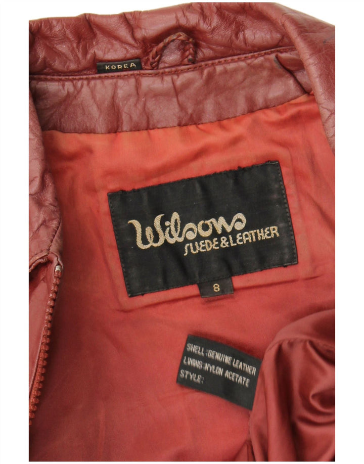 Jaqueta de couro feminina Wilsons UK 8 pequena couro Borgonha
