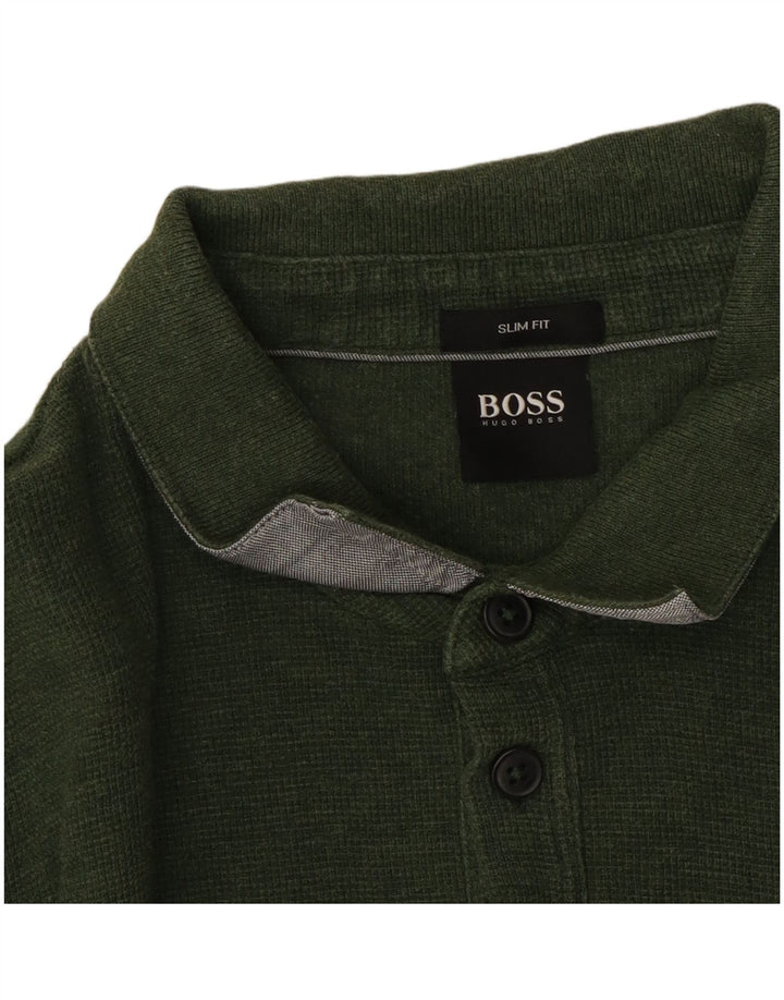 Camisa polo masculina de manga comprida Hugo Boss grande verde
