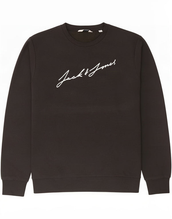 Jack & Jones Mens Graphic Sweatshirt Jumper XL Black Cotton