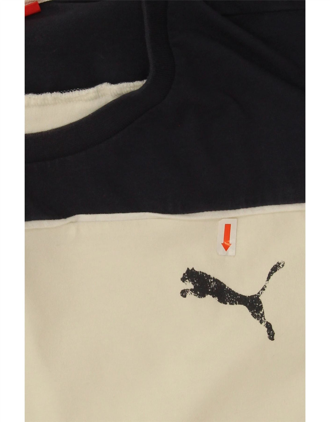 Puma Mens Top Manga Longa Grande Off White Algodão Colorblock