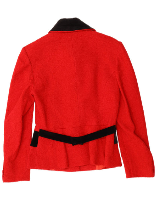 Vintage Womens 4 Button Blazer Jacket IT 46 Large Red Colourblock Wool