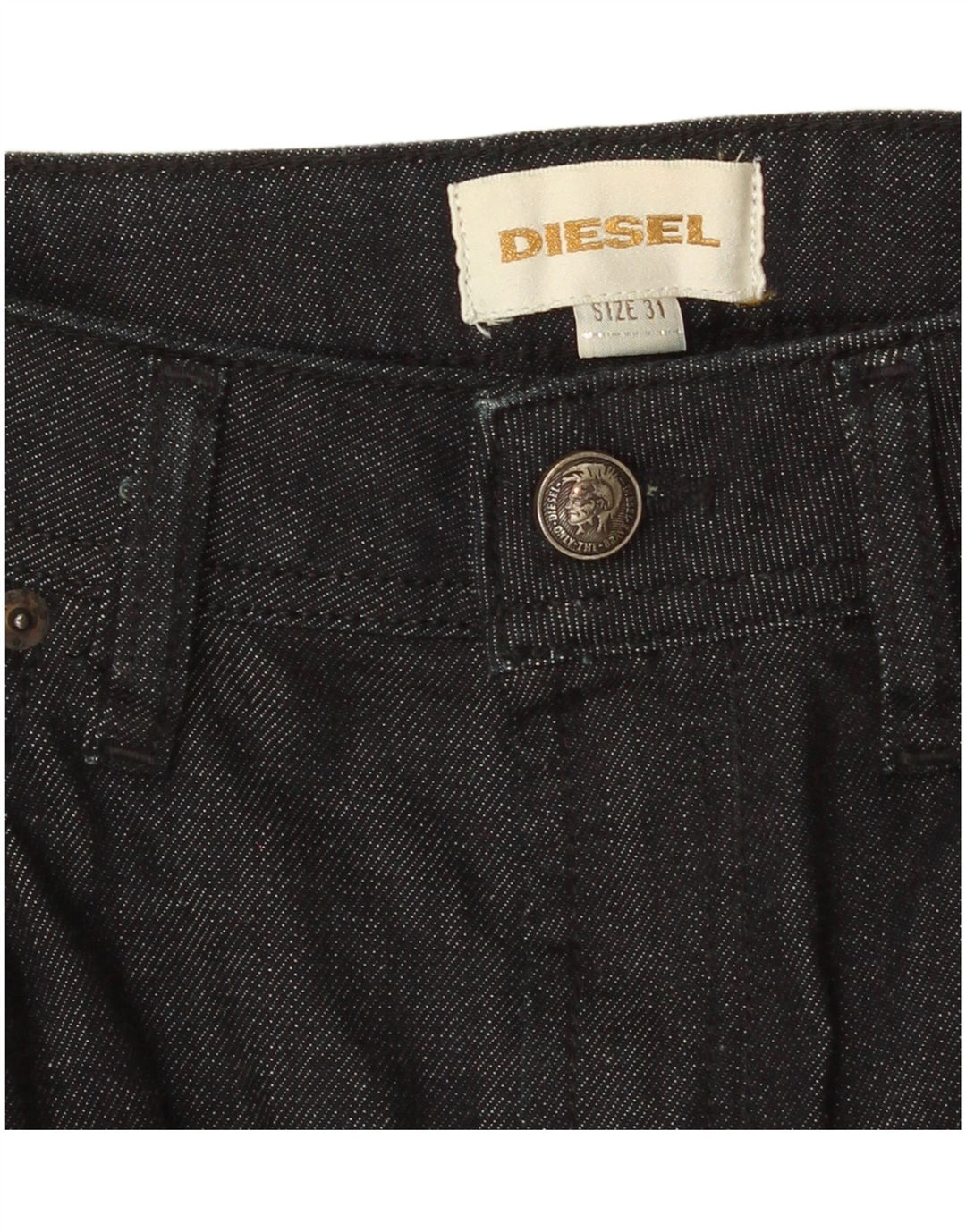Saia jeans feminina Diesel W31 grande algodão preto
