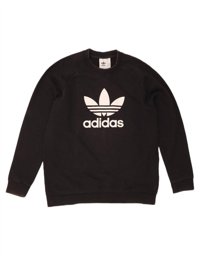 ADIDAS Mens Graphic Sweatshirt Jumper Grande Algodão Preto