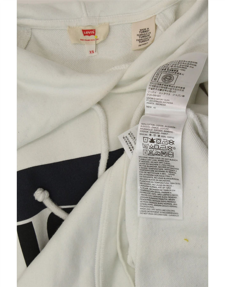Suéter feminino com capuz gráfico LEVI'S UK 6 XS algodão branco