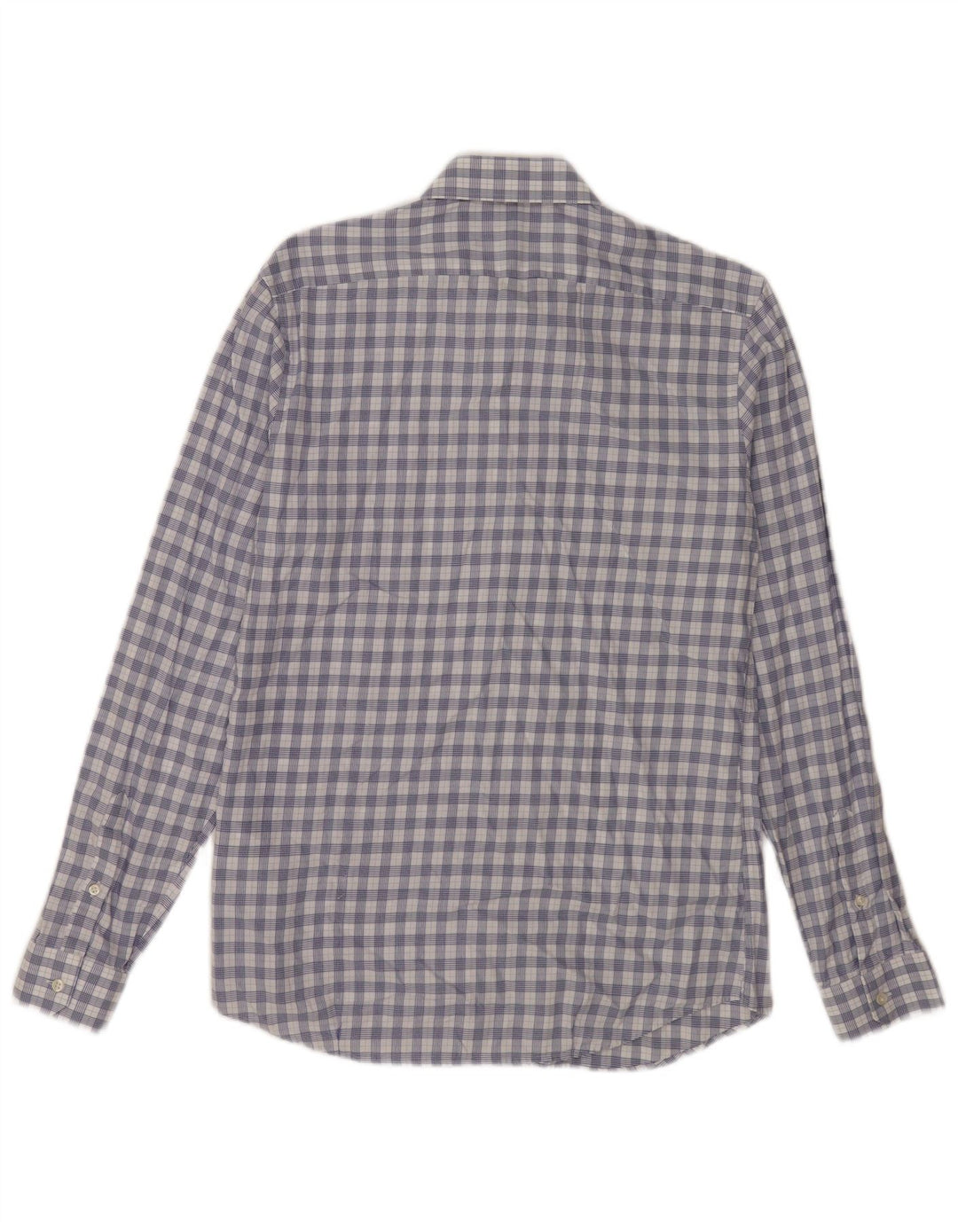 Camisa masculina Reiss Slim Fit de algodão xadrez azul médio