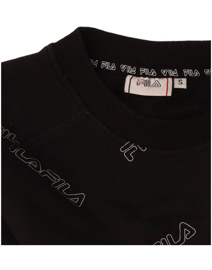 Fila moletom feminino oversized gráfico crop jumper UK 10 pequeno preto
