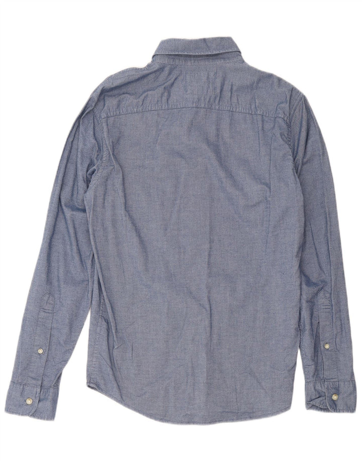Camisa masculina Hollister pequena azul algodão