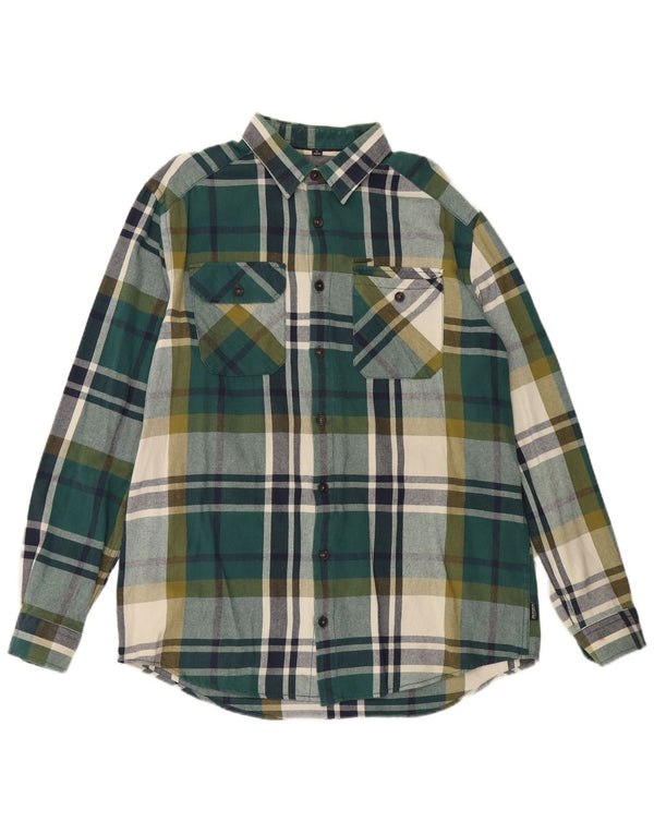 Camisa masculina Jim Spencer tamanho 43/44 XL algodão xadrez verde