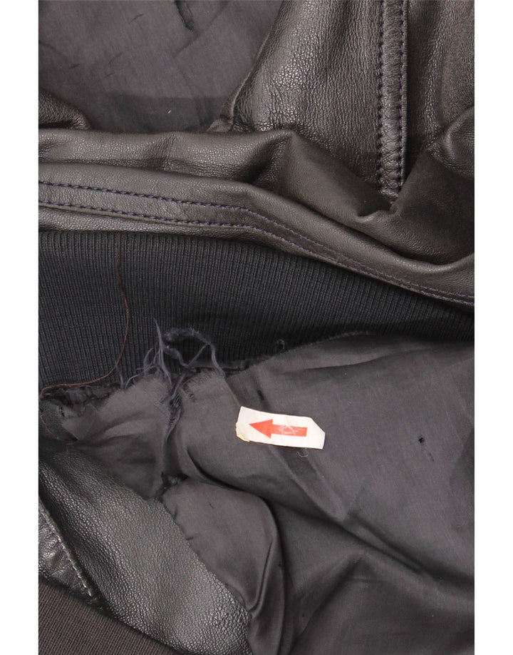 Jaqueta de couro masculina vintage IT 50 média preta