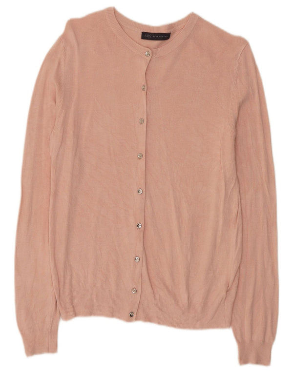 Suéter cardigã feminino Marks & Spencer Reino Unido 10 viscose rosa pequena