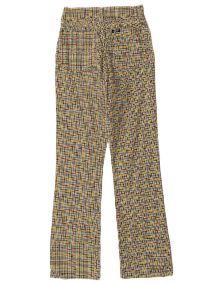 Calça casual feminina Rifle Bootcut W29 L27 algodão xadrez multicolorido