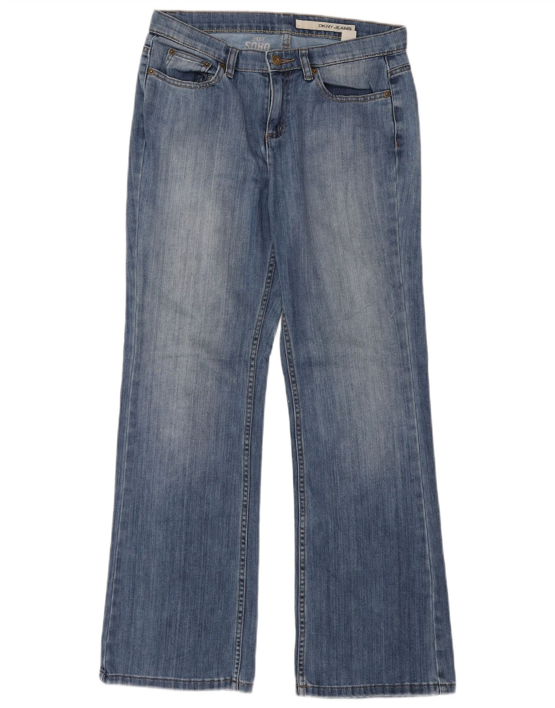Calça jeans feminina Dkny Soho Flared W32 L32 azul algodão