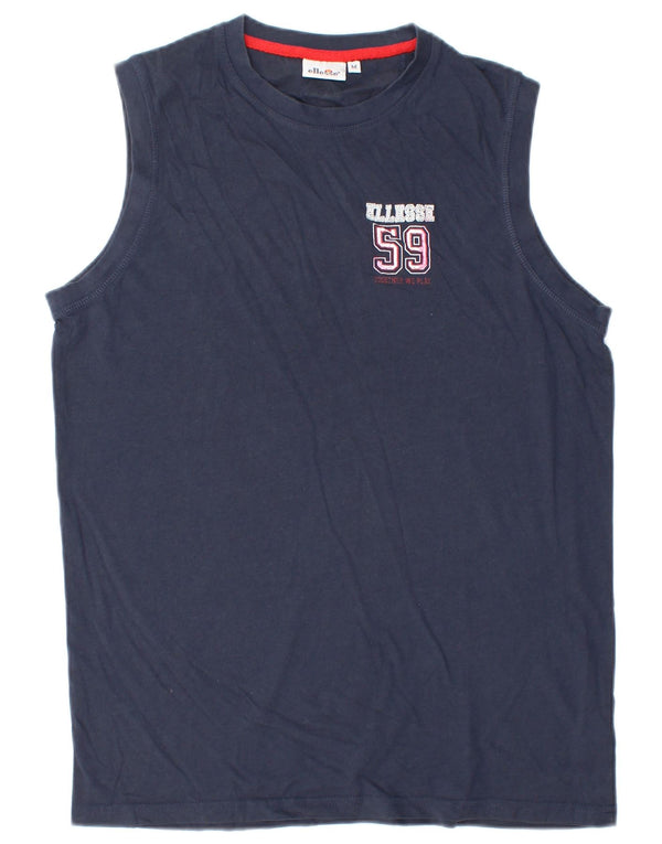 Ellesse Mens Graphic Vest Top Médio Algodão Azul Marinho
