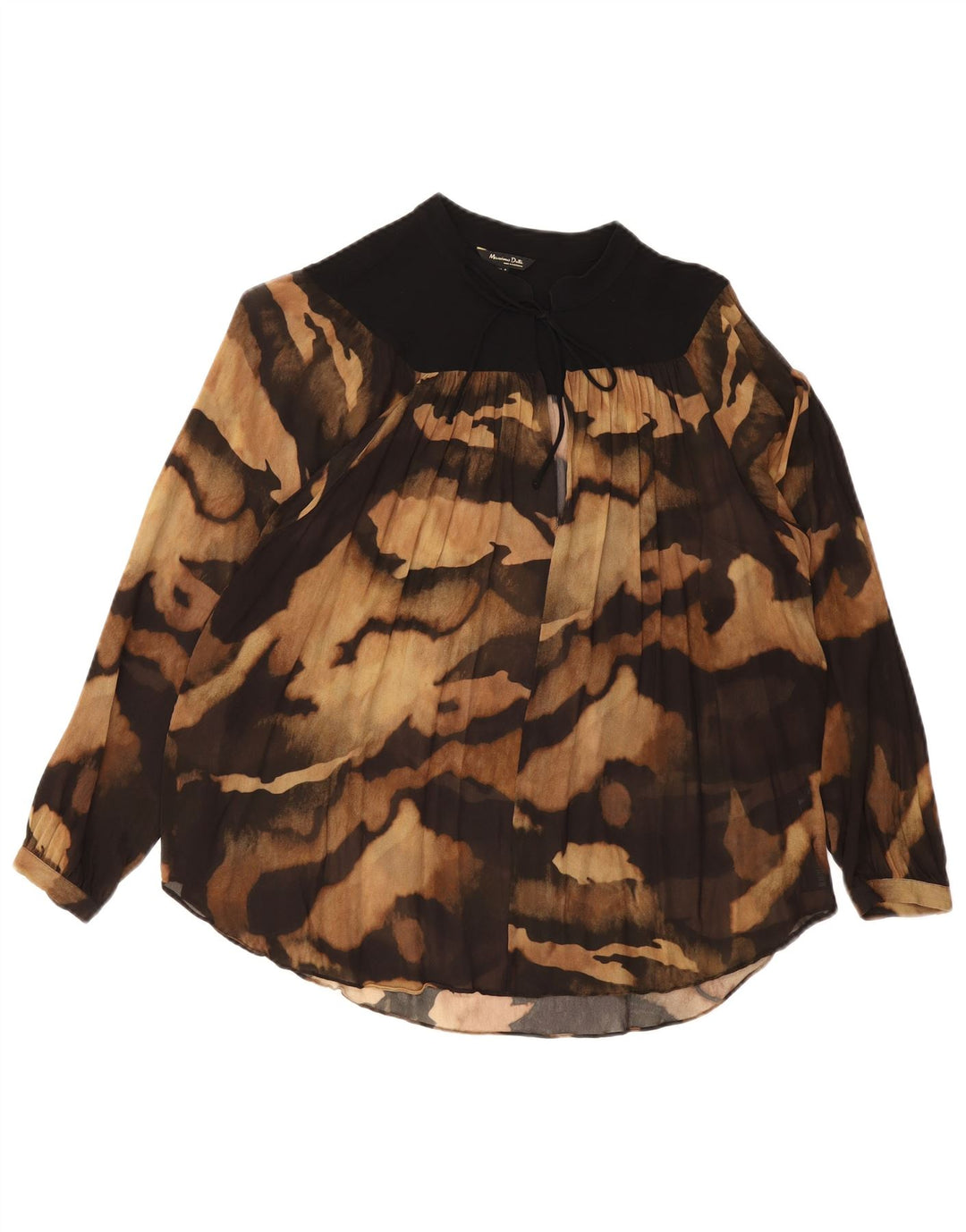 Blusa feminina Massimo Dutti transparente Reino Unido 14 marrom médio com estampa animal