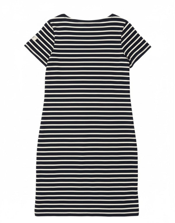 Vestido camiseta feminino Joules Reino Unido 10 pequeno algodão listrado azul marinho