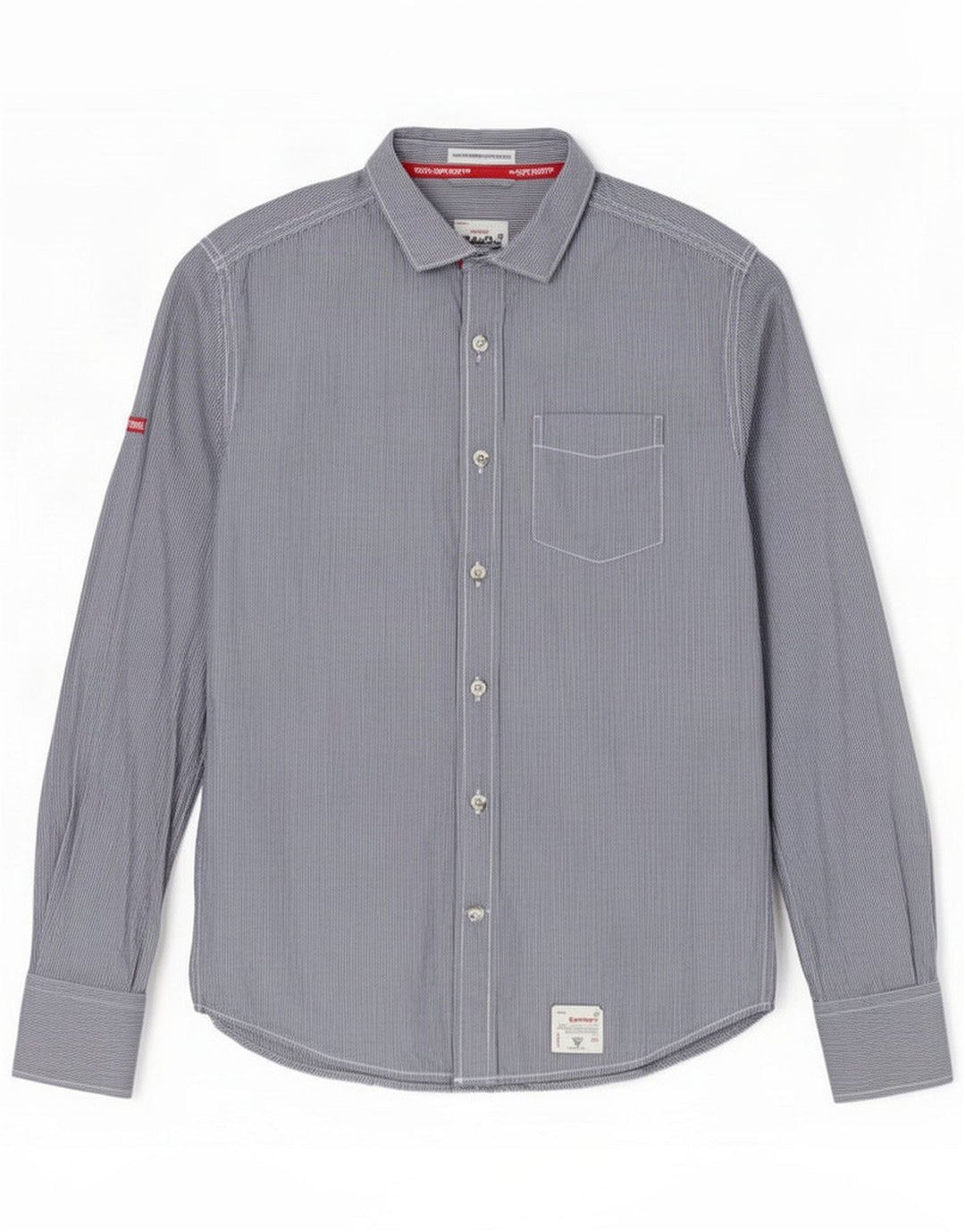 Camisa masculina Superdry média listrada azul marinho algodão