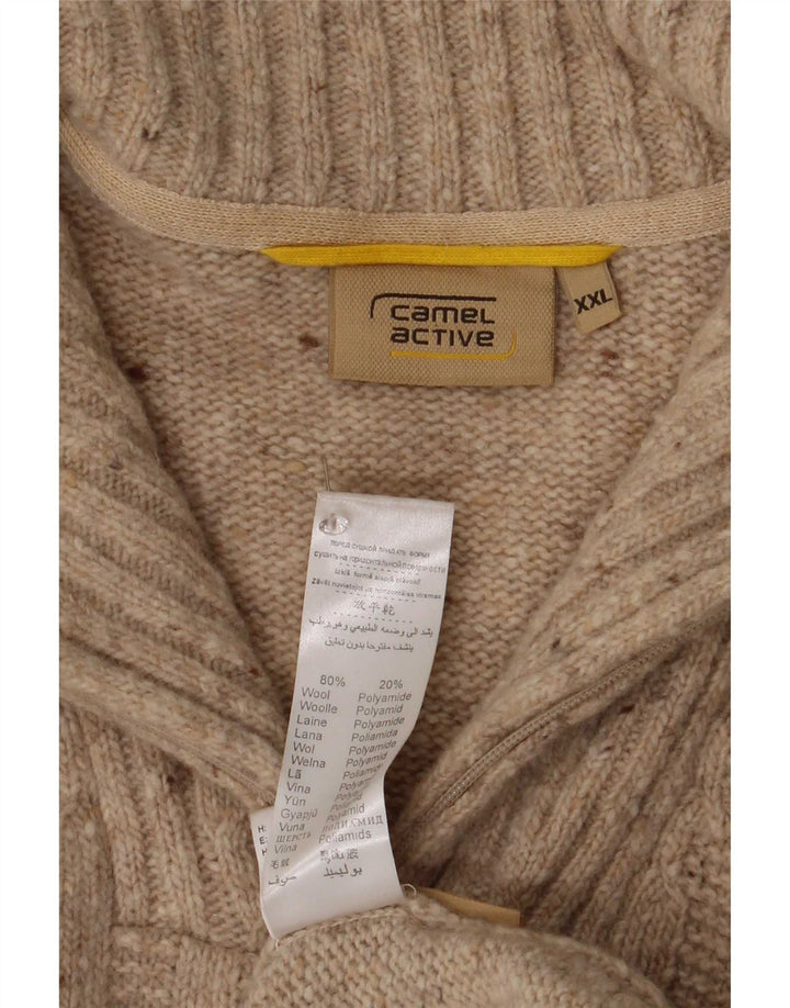 Suéter masculino Camel Active com zíper e gola 2XL lã manchada bege