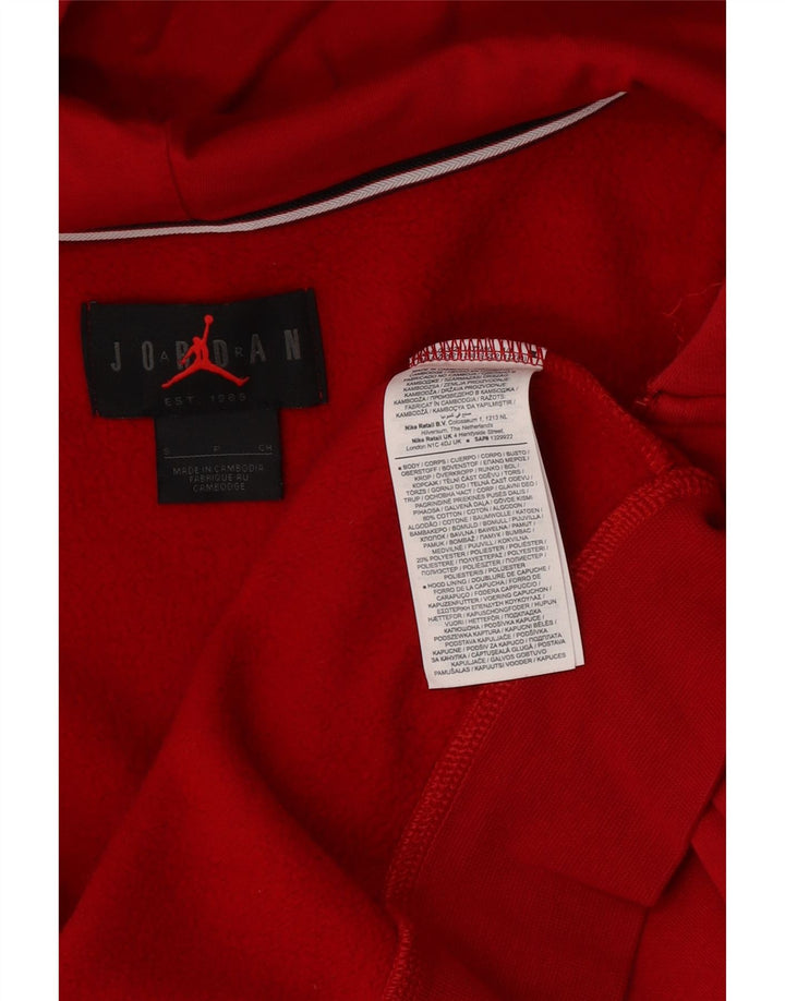 Suéter Jordan masculino com capuz e zíper pequeno algodão vermelho
