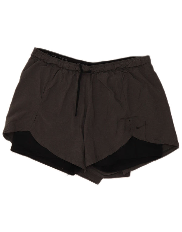 Shorts esportivos femininos Nike UK 14 grandes cinza colorblock