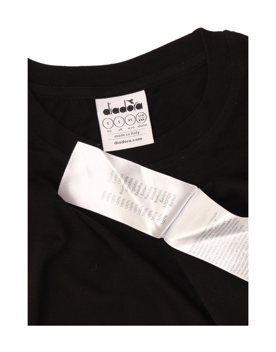 Diadora Mens Graphic T-Shirt Top Pequeno Algodão Preto