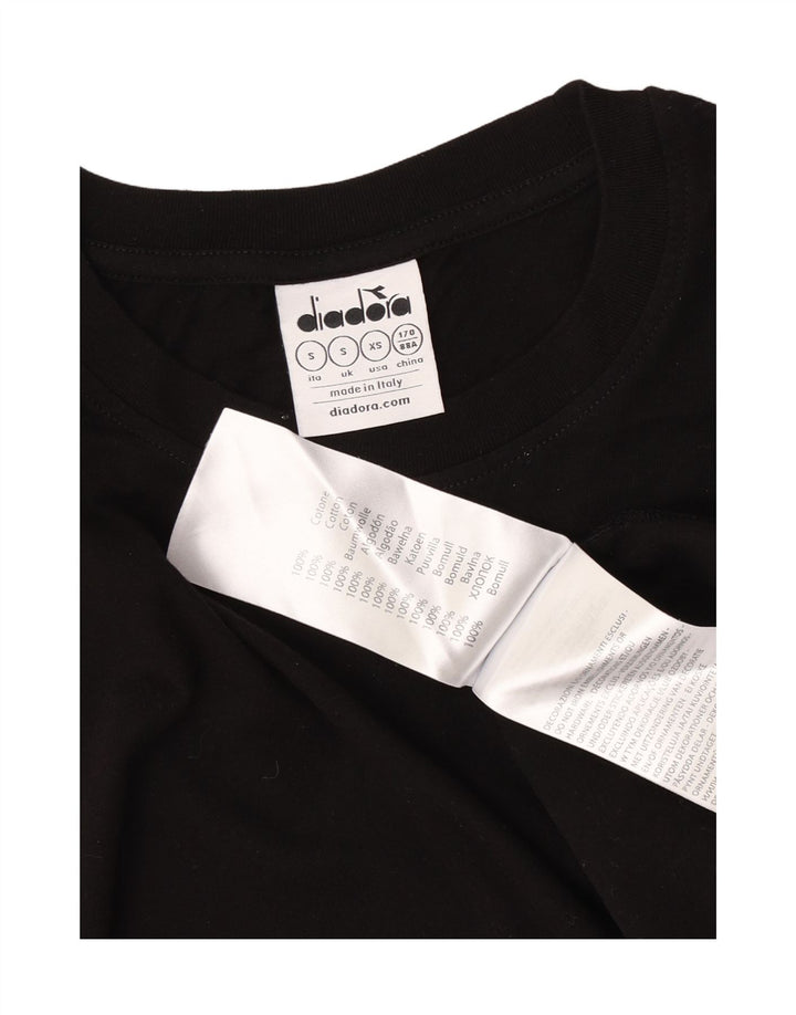 Diadora Mens Graphic T-Shirt Top Pequeno Algodão Preto