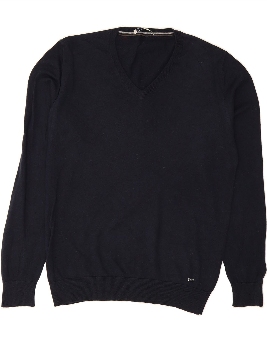 GAS Mens V-Neck Jumper Sweater XL Navy Blue Cotton Vintage Gas and Second-Hand Gas from Messina Hembry 