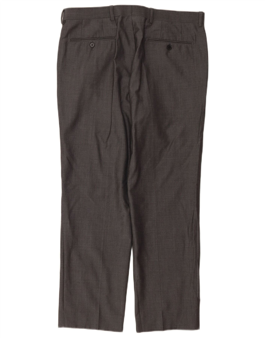 Calça masculina de terno reto Marks & Spencer W34 L29 lã cinza