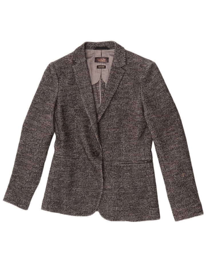 Jaqueta blazer feminina Massimo Dutti com 1 botão EU 40 cinza médio Houndstooth