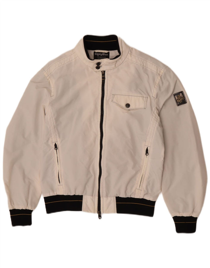 Jaqueta de chuva masculina Refrigiwear UK 40 grande off white colorblock nylon