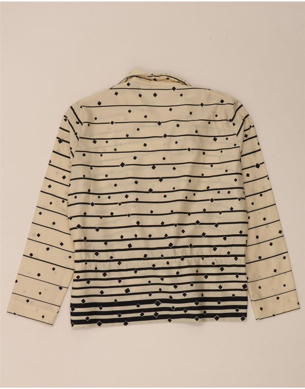 Blusa feminina vintage de manga comprida UK 14 listrada branca média